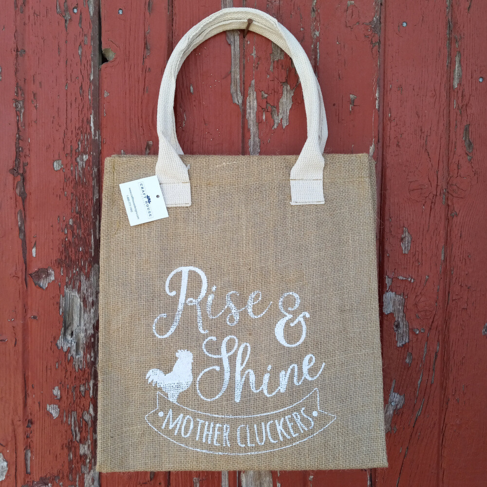 Rise & Shine Mother Cluckers Burlap Tote