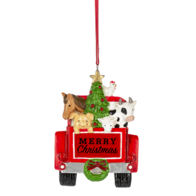 Christmas Truck with Animals Ornament