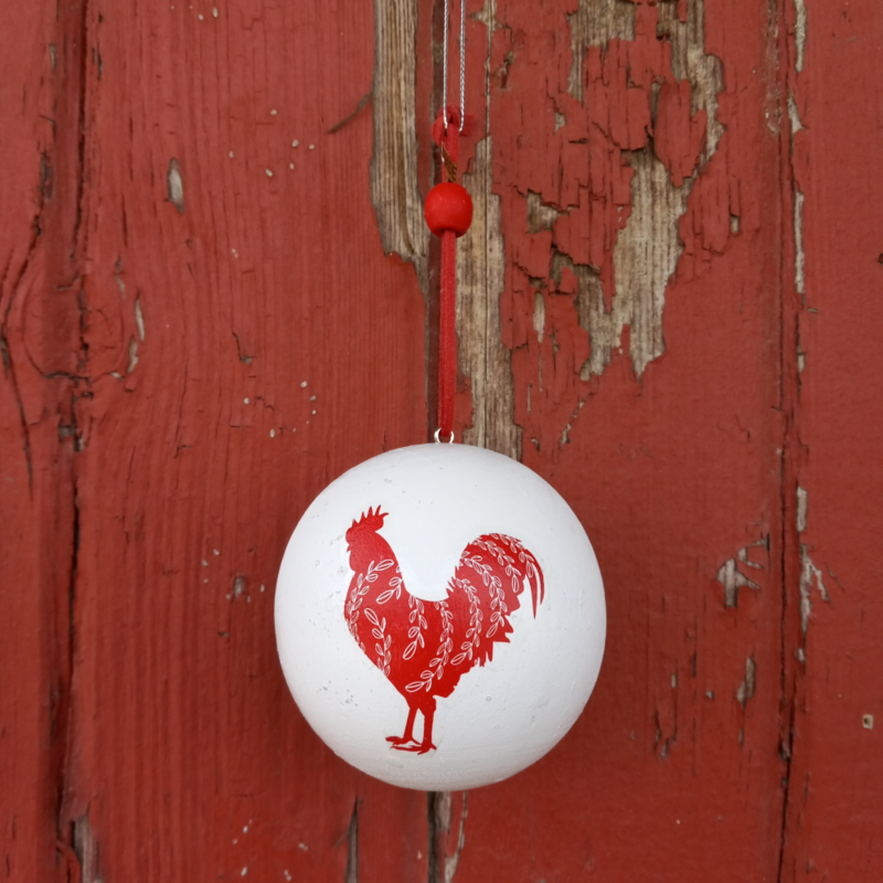 Wooden Chicken Ball Ornament, Hen or Rooster