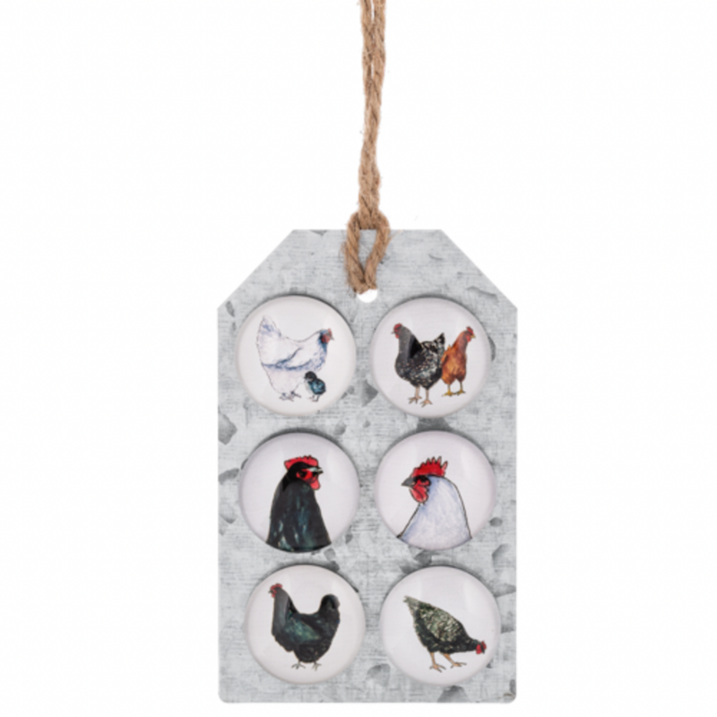 Watercolor Chicken Magnets, Set of 6