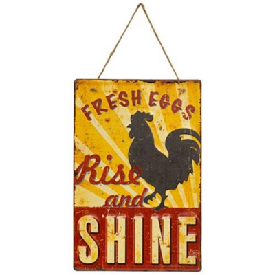 Fresh Eggs Rise and Shine Metal Sign