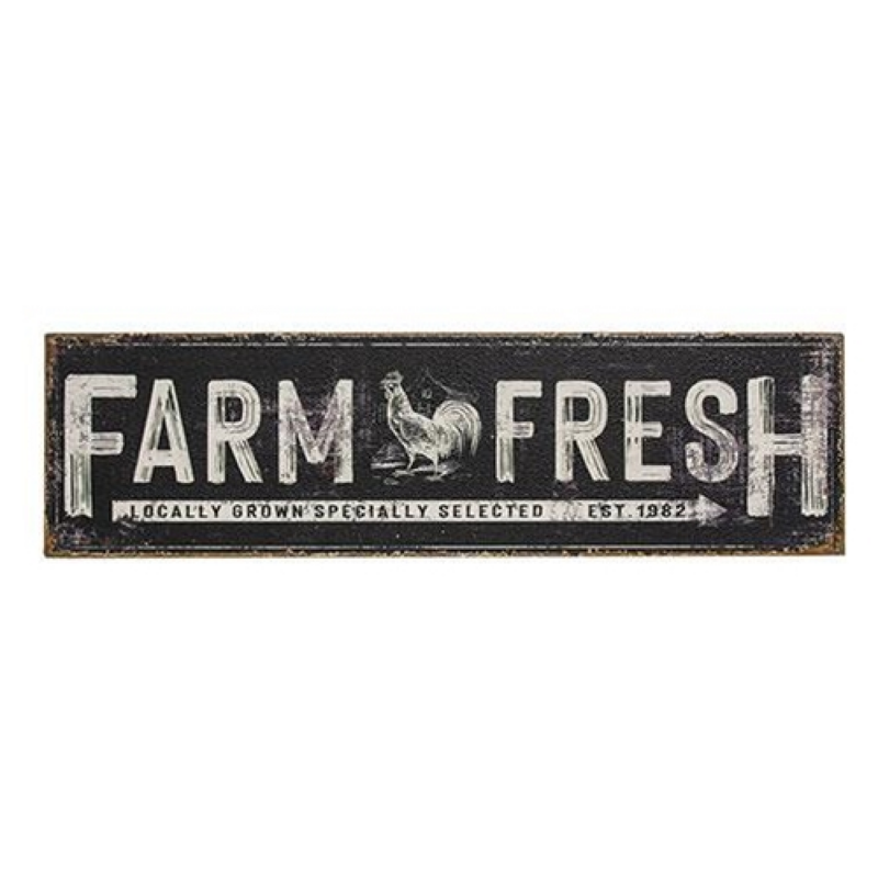 Farm Fresh Distressed Black Metal Sign