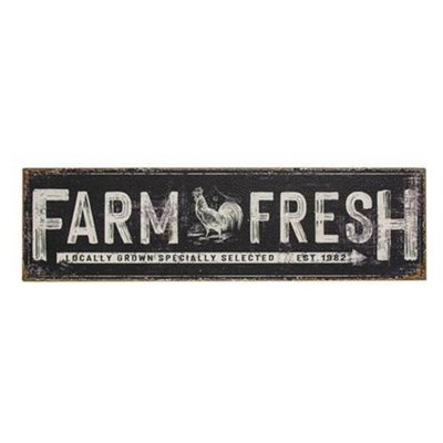 Farm Fresh Distressed Black Metal Sign