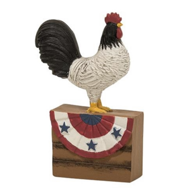 Resin Rooster on Americana Box Shelf Sitter