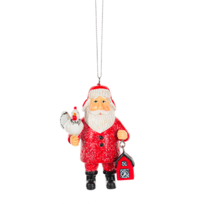 Santa with Chicken Ornament