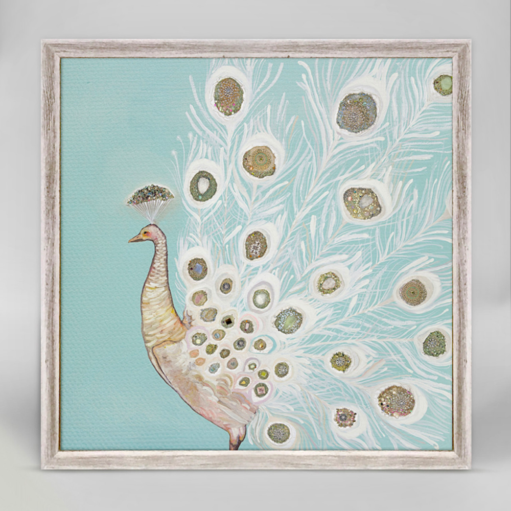 Jeweled White Peacock Print