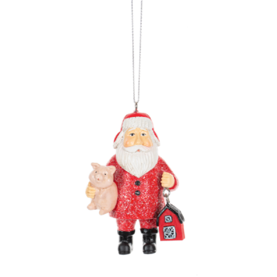 Santa with Pig Ornament