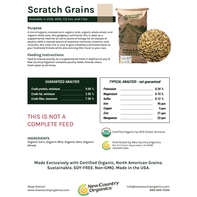 Soy Free Organic Scratch Grains, 25-pounds