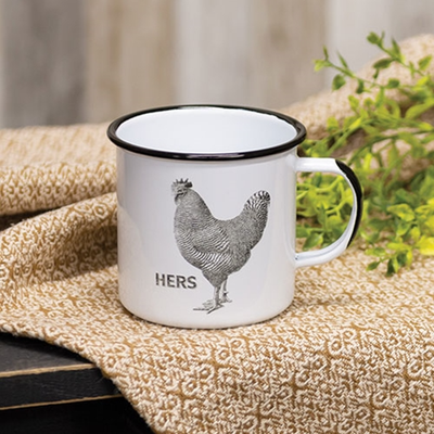 "Hers" Chicken Enamel Mug