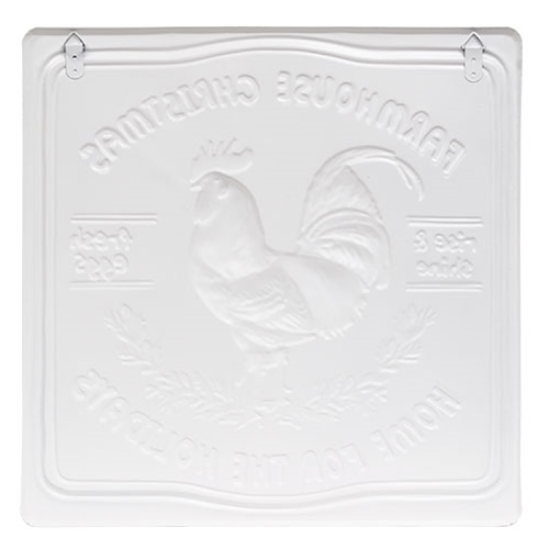 Farmhouse Christmas Rooster Metal Sign
