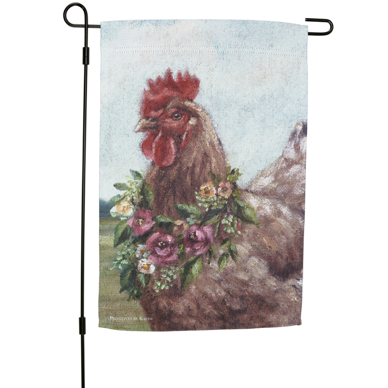 Floral Chicken Garden Flag