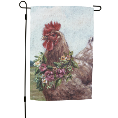 Floral Chicken Garden Flag