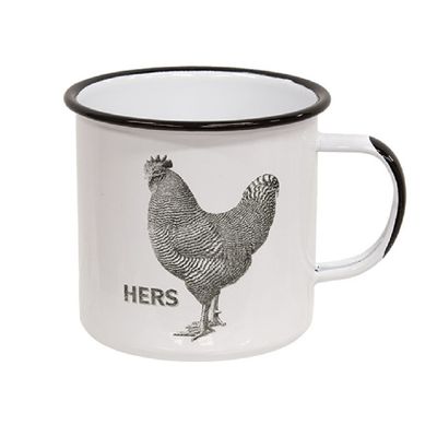 "Hers" Chicken Enamel Mug