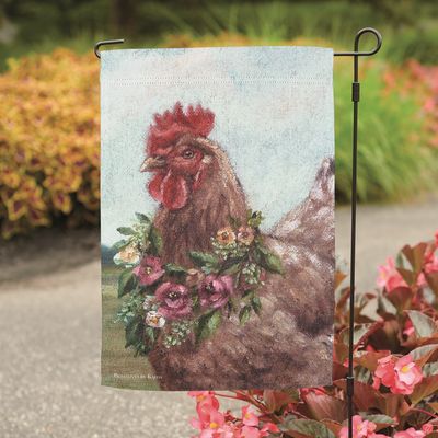 Floral Chicken Garden Flag