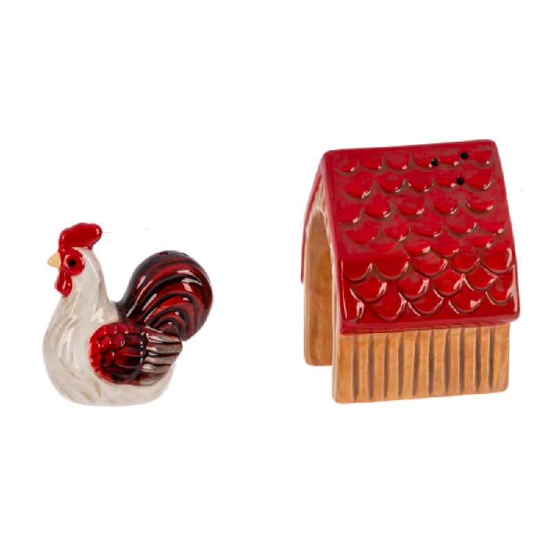 Rooster with Coop Salt &amp; Pepper Shakers