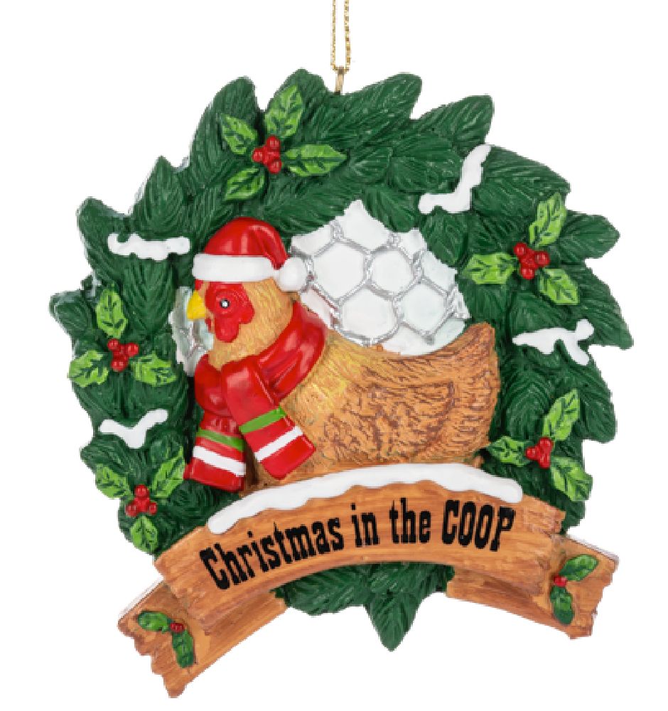 Christmas in the Coop – Festive Hen &amp; Wreath Ornament