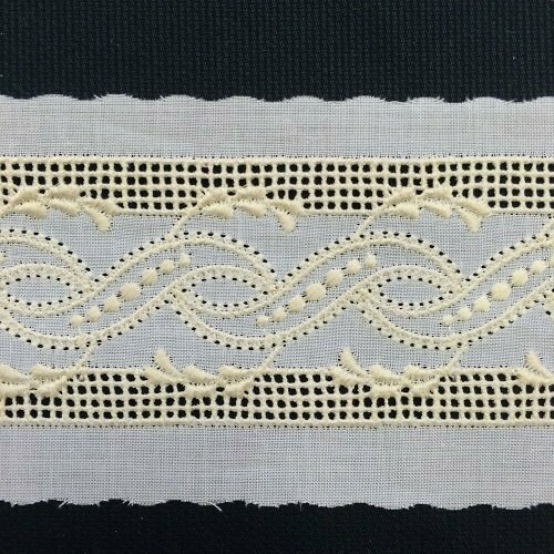 269 White Swiss Insertion Trim with Ecru  (Priced Per Yard)