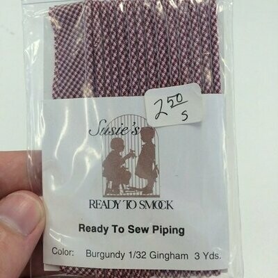 Pre-Packaged Piping - Burgundy 1/32 Gingham