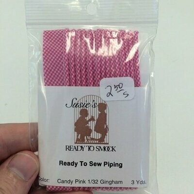 Pre-Packaged Piping - Candy Pink 1/32 Gingham