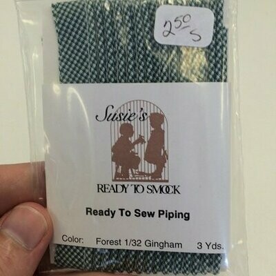 Pre-Packaged Piping - Forest 1/32 Gingham