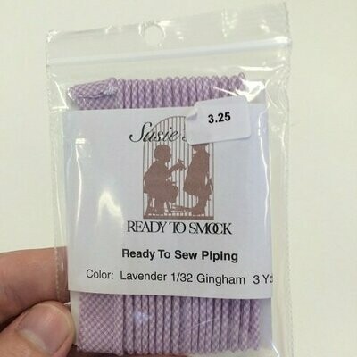 Pre-Packaged Piping - Lavender 1/32 Gingham