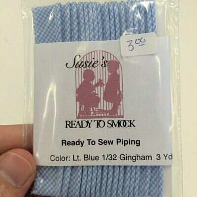 Pre-Packaged Piping - Lt Blue 1/32 Gingham