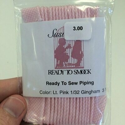 Pre-Packaged Piping - Lt Pink 1/32 Gingham