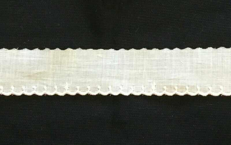 145B White Swiss trim with pink edge