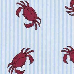 FF Seersucker red crabs on light blue stripe