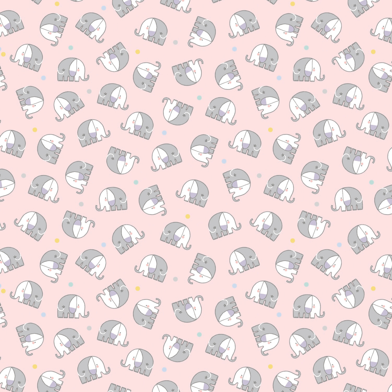 Flannel - gray elephant on Pink