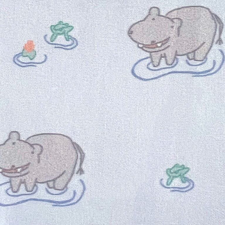 FF Print hippos on light blue (Priced Per Yard)