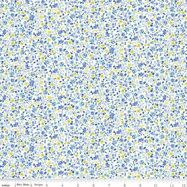 RB print blue and yellow floral (Priced Per Yard)