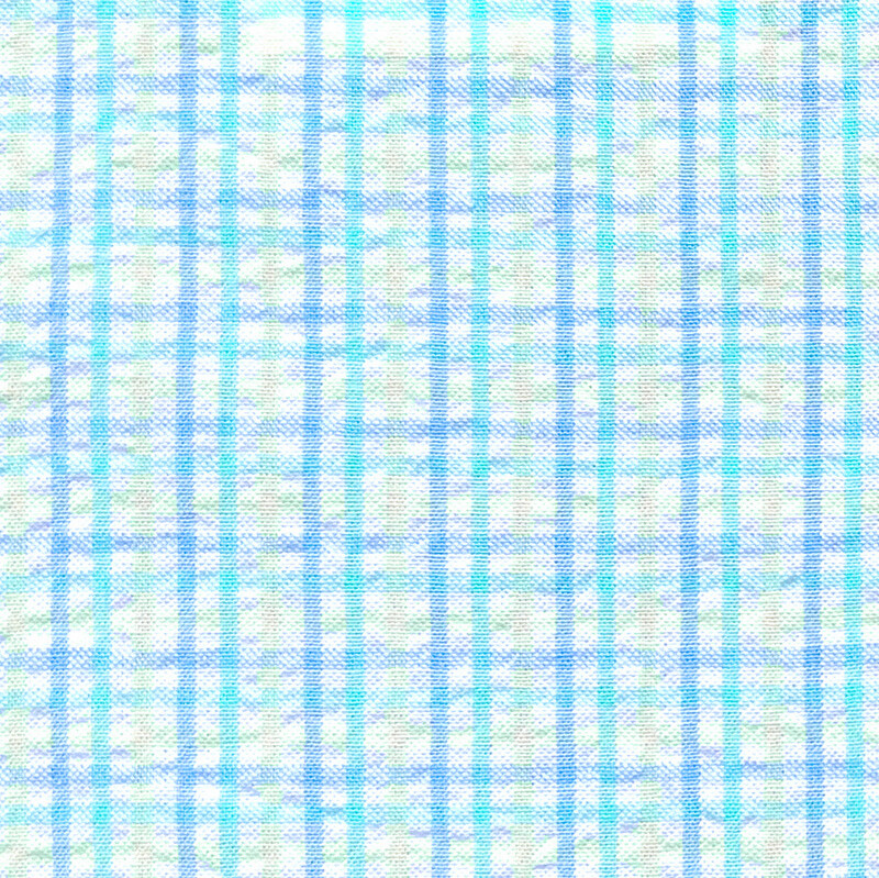 FF Seersucker Check Blue/yellow/green (Priced Per Yard)