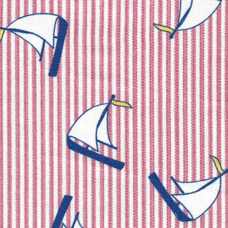 FF Print Sailboats On Red Stripe (Priced Per Yard)