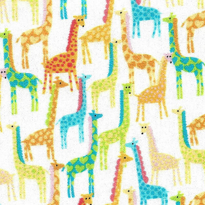 FF Print - Giraffe Orange, Turquoise, Yellow (Priced Per Yard)