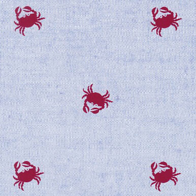FF Print Red Crabs On Blue Chambray (Priced Per Yard)