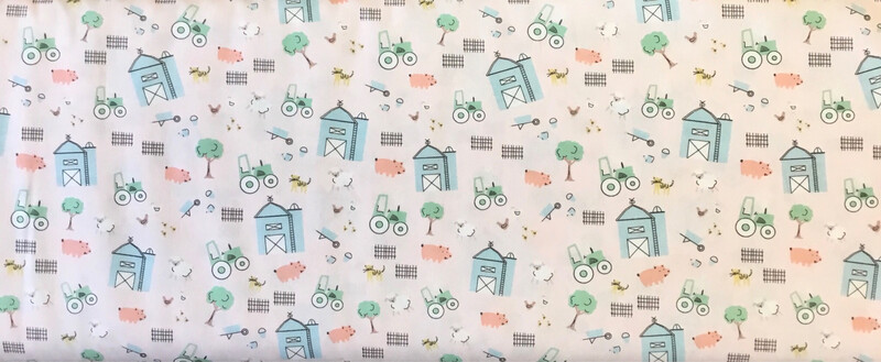 FF Print Farm On Light Pink (Priced Per Yard)