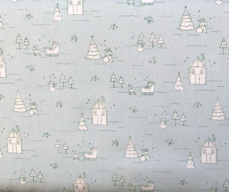 FF Print Christmas Village Light Blue (Priced Per Yard)