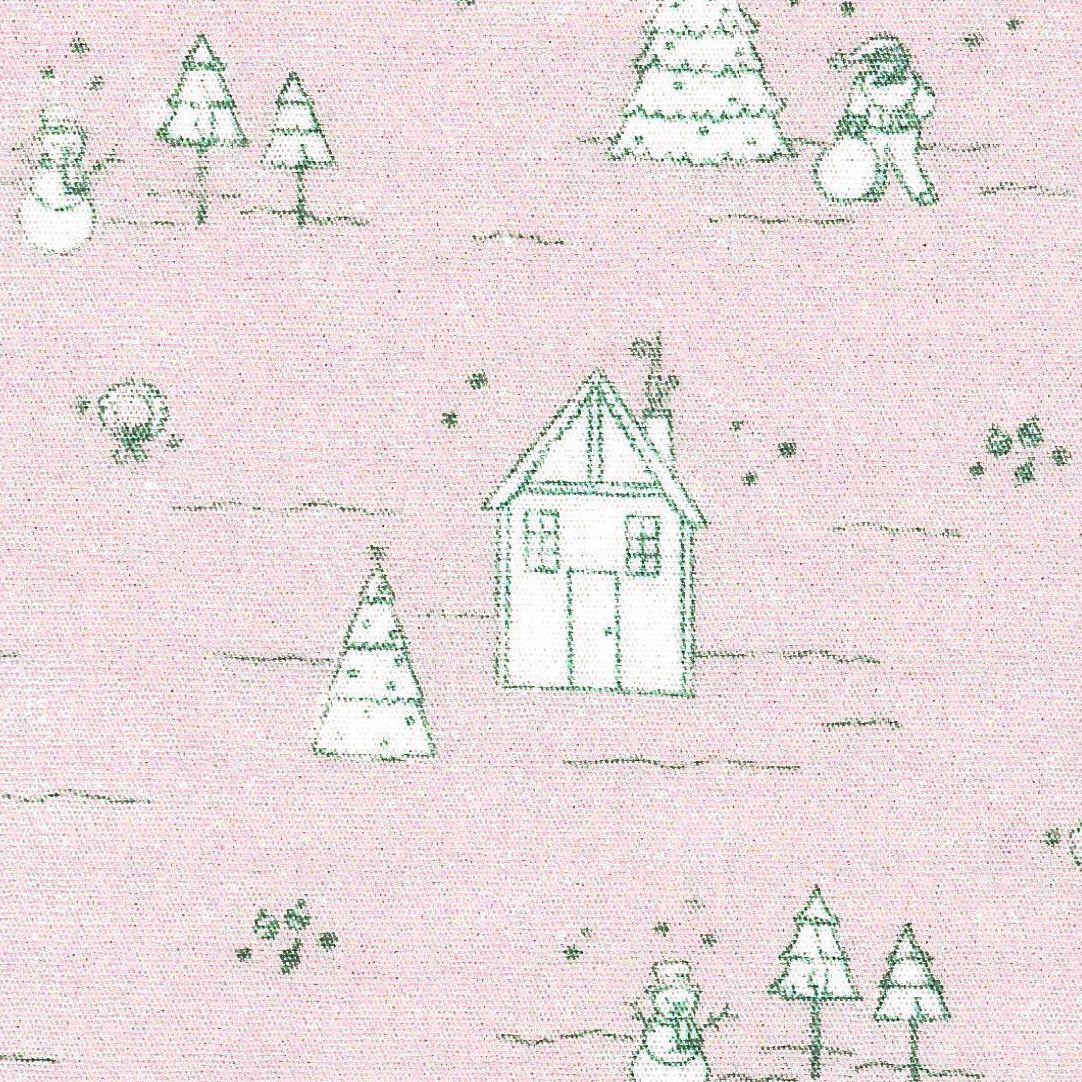 FF Print Christmas Village Light Pink (Priced Per Yard)