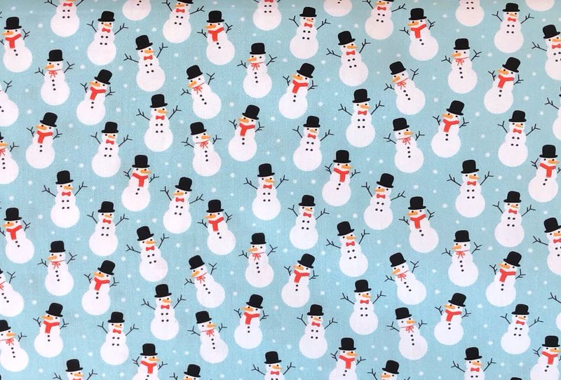 FF. Snowman On Light Blue (Priced Per Yard)