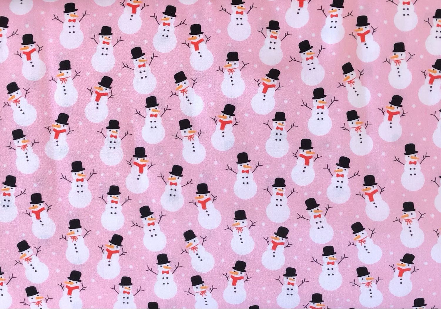 FF Snowman On Light Pink (Priced Per Yard)