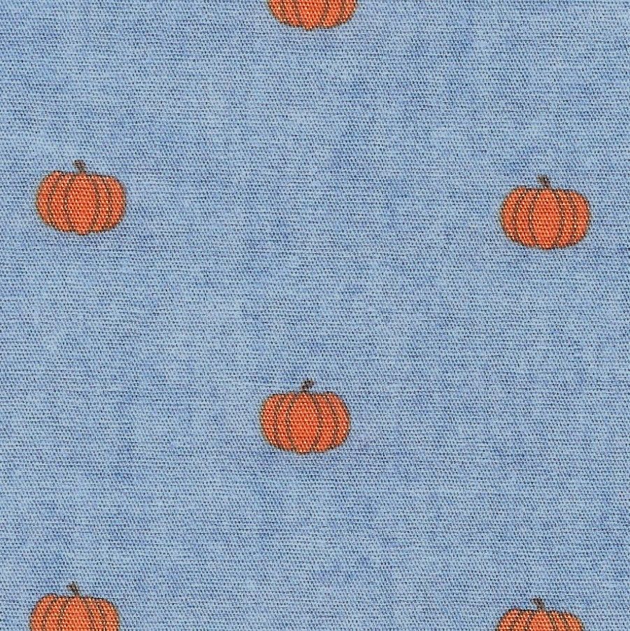 FF Print Pumpkins On Chambray (Priced Per Yard)
