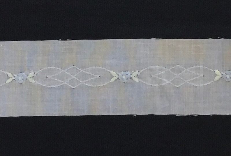 152 White Swiss Trim Insertion With Blue (Priced Per Yard)