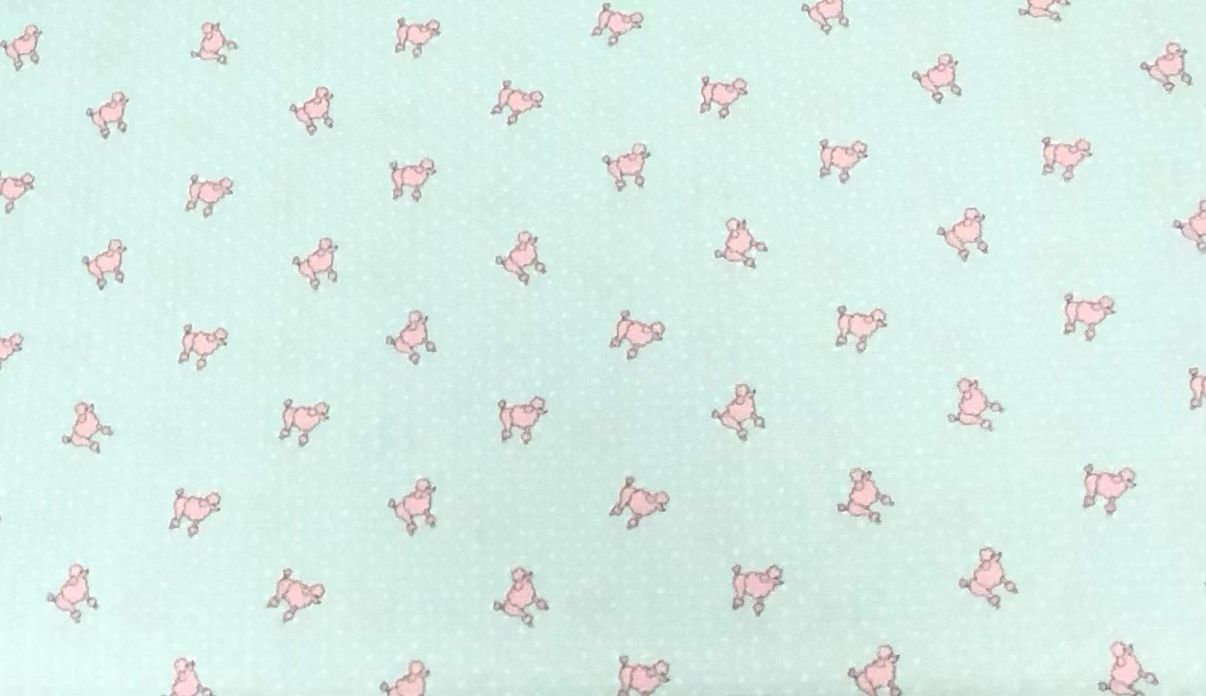 FF Print Pink Poodles On Sea foam Dot (Priced Per Yard)
