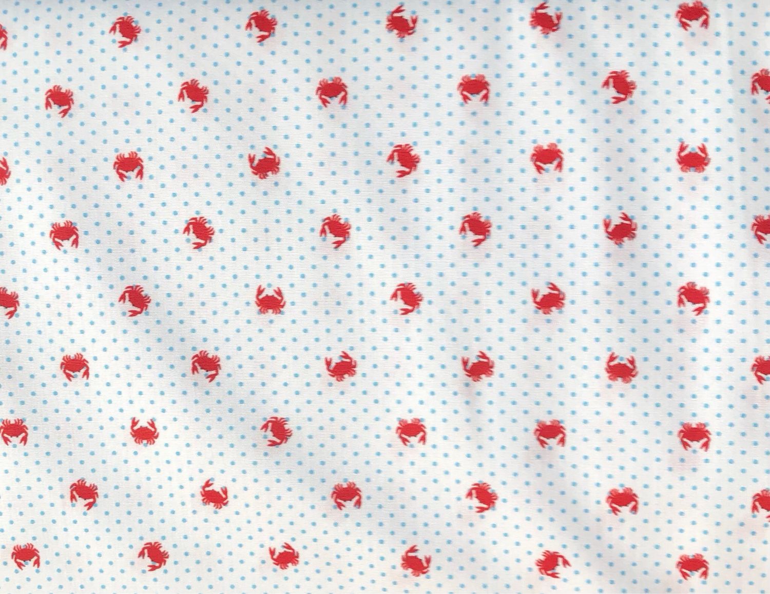 FF Print Red Crabs On Blue Dot