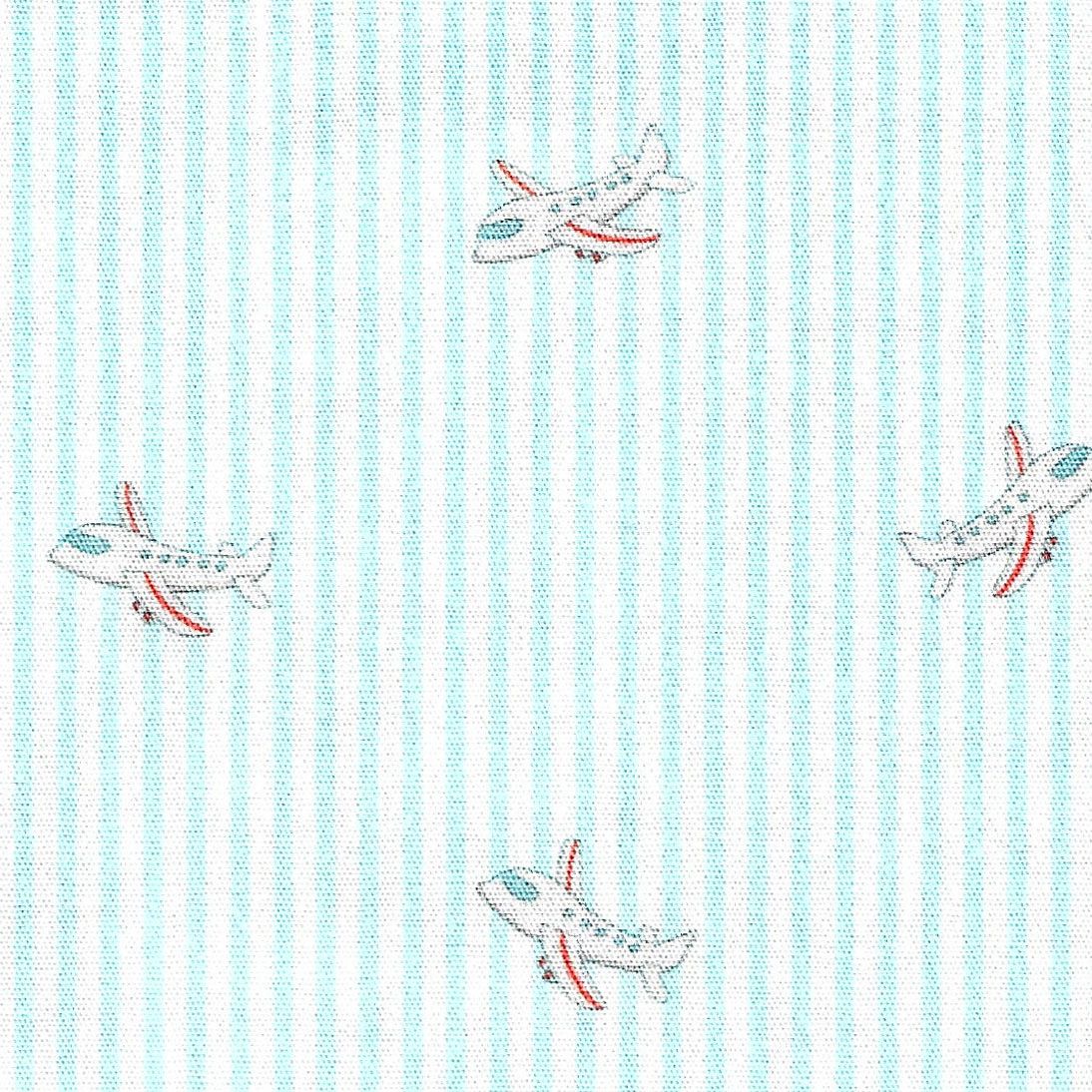 FF Print - Airplanes In Seafoam stripe