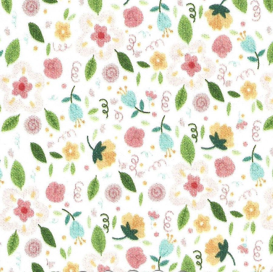 FF Print Fall Green And Coral (Priced Per Yard)