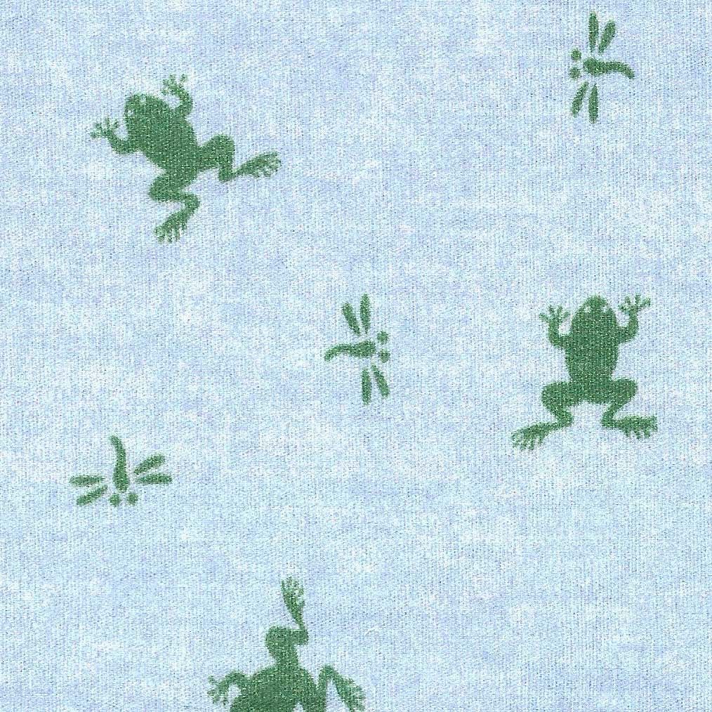 FF Blue Chambray With Green Frogs (Priced Per Yard)