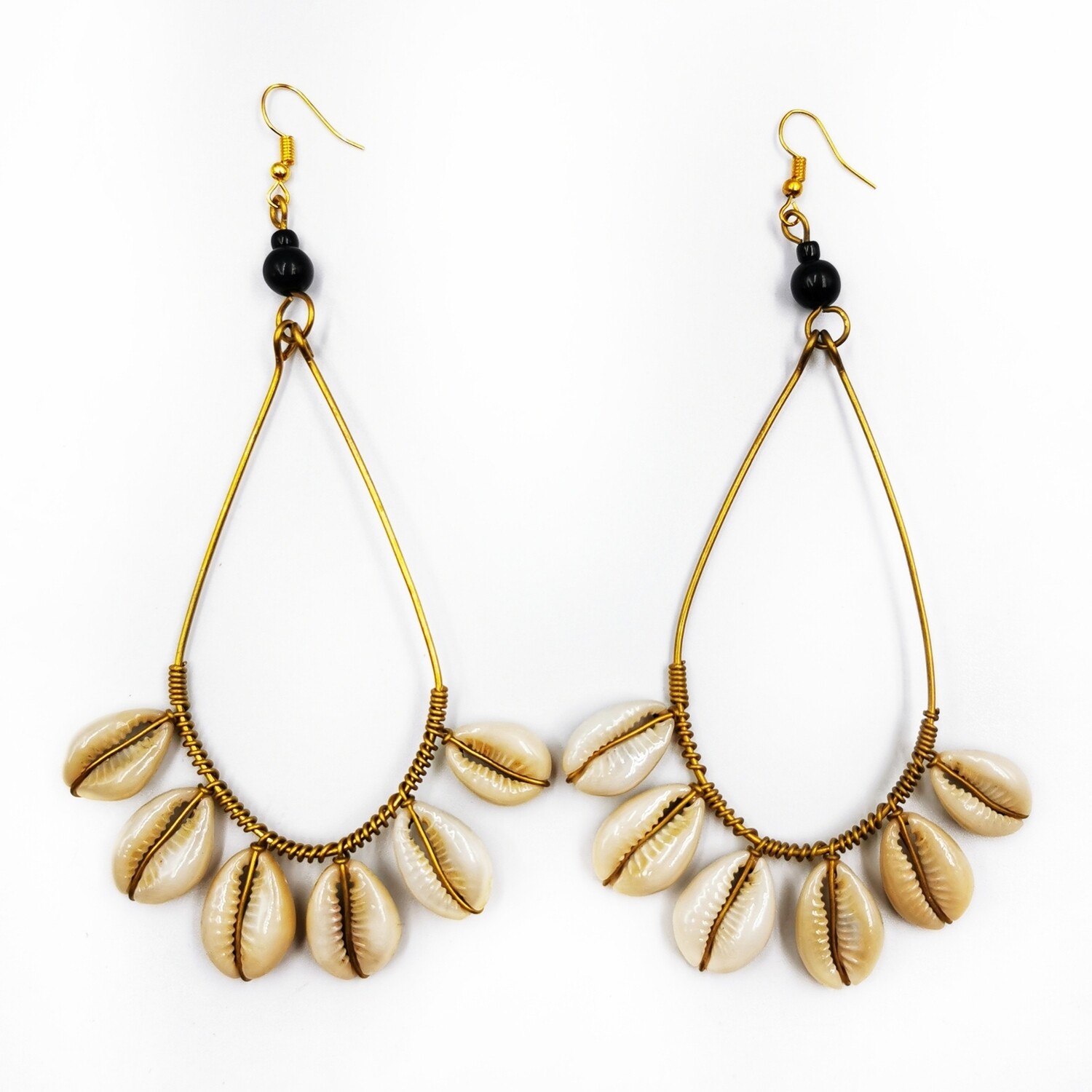 Cowrie delight Earrings, Style: Drop down