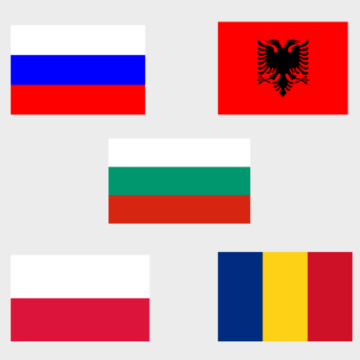 Με Αλβανικά, Ρωσικά, Αραβικά, Βουλγαρικά, Ρουμανικά, Πολωνικά